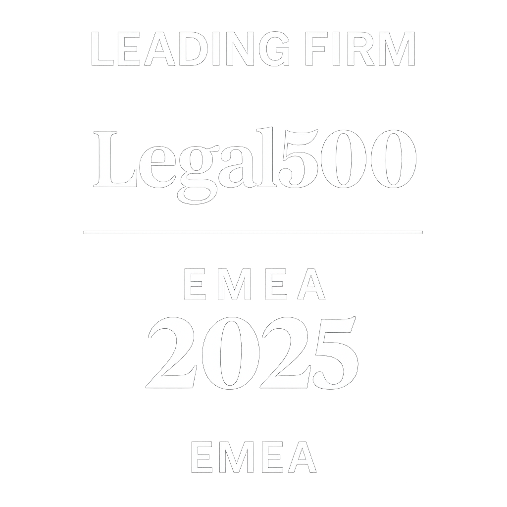 Recognition badge for Legal500 as a leading firm in EMEA in 2025.