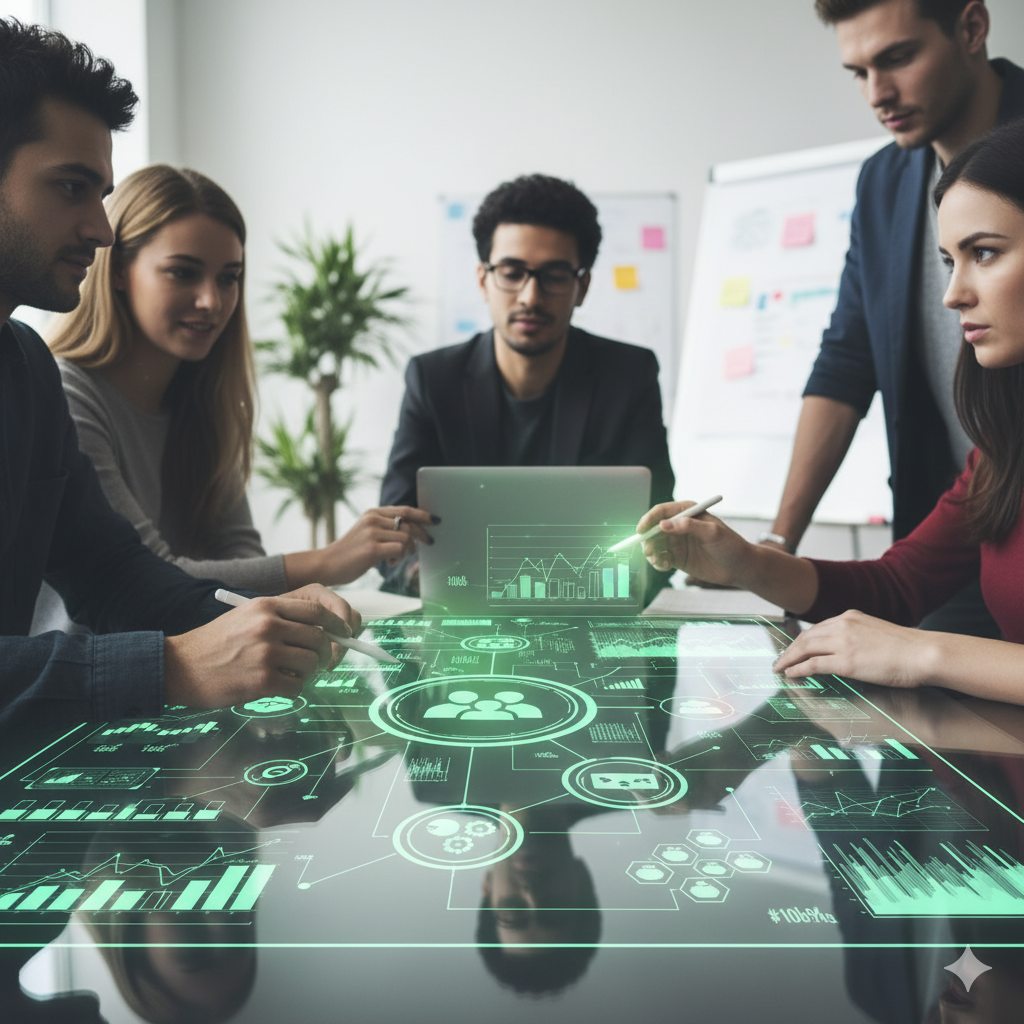 Man strategizing using technology