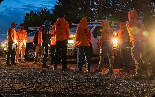 Crew huddle in the morning