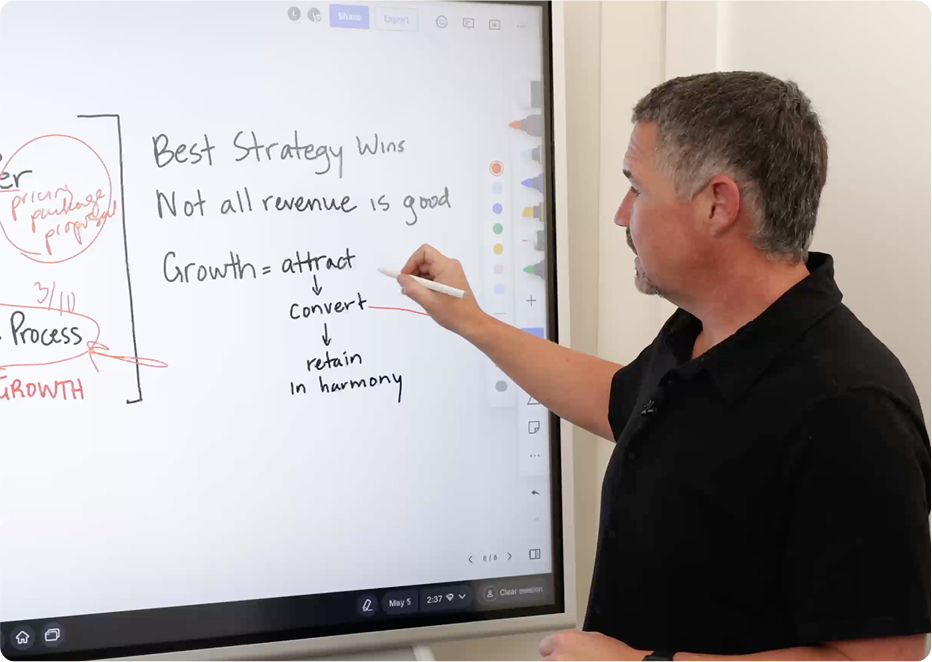 Mark Bradley teaching at the whiteboard