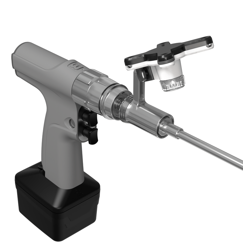 Powered surgical drill with attachment, instrument render