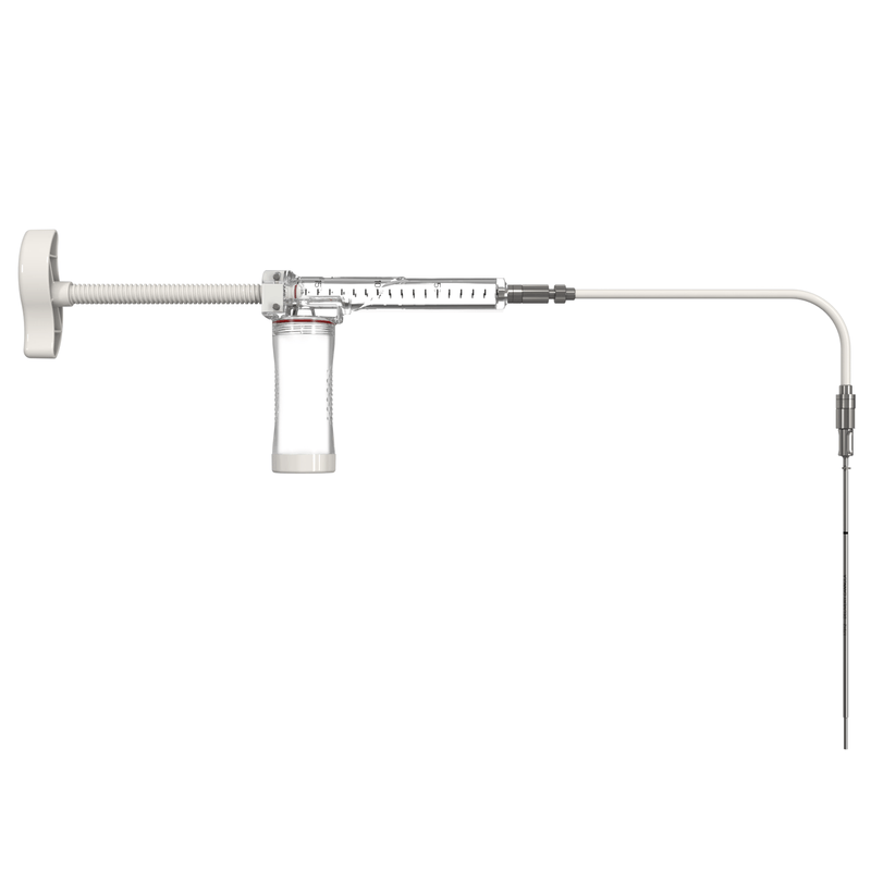 Cement delivery syringe attached to a flexible cannula assembly