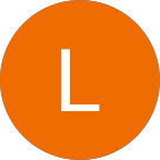 White letter L centered inside an orange circular background.