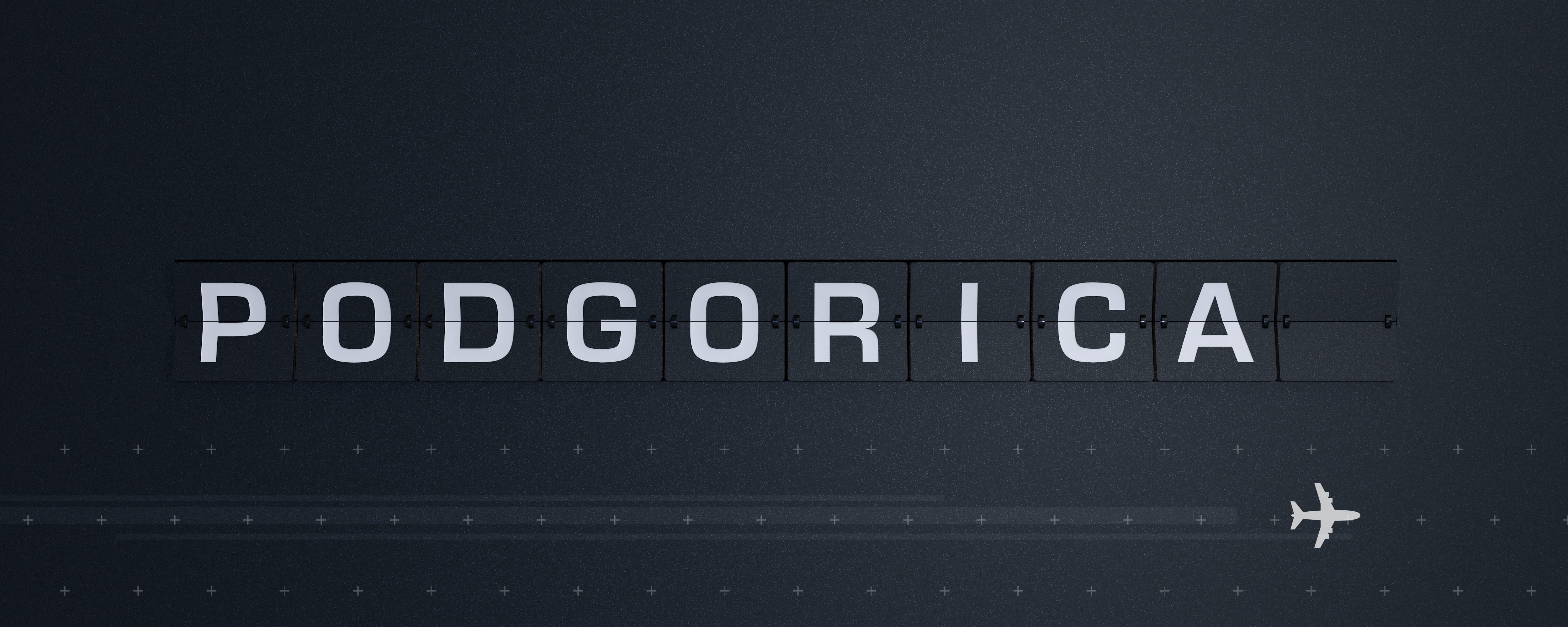 Split-flap departure board displaying Podgorica, representing Montenegro’s aviation expansion in 2026.