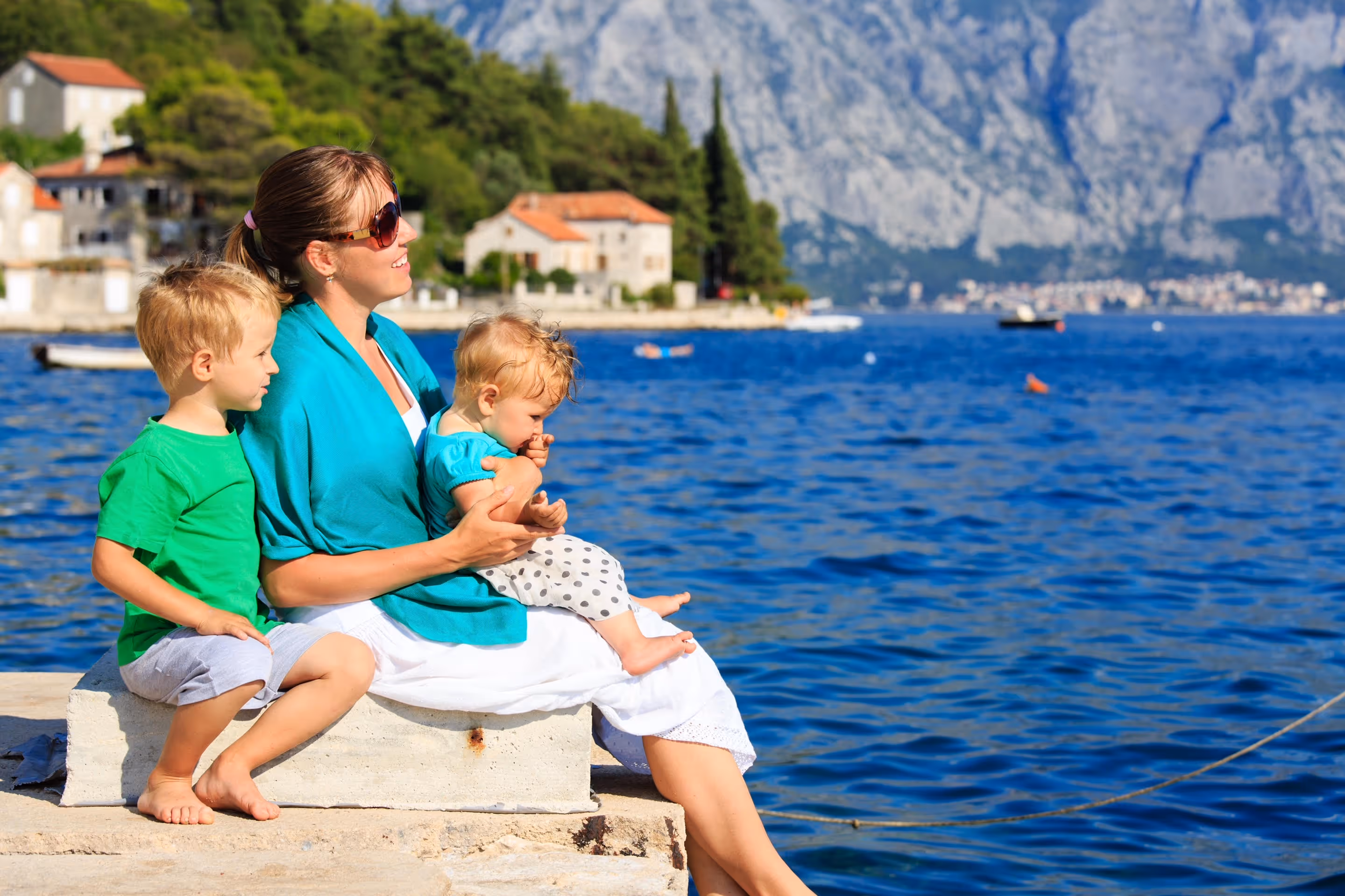 Family enjoying Montenegro's coastline