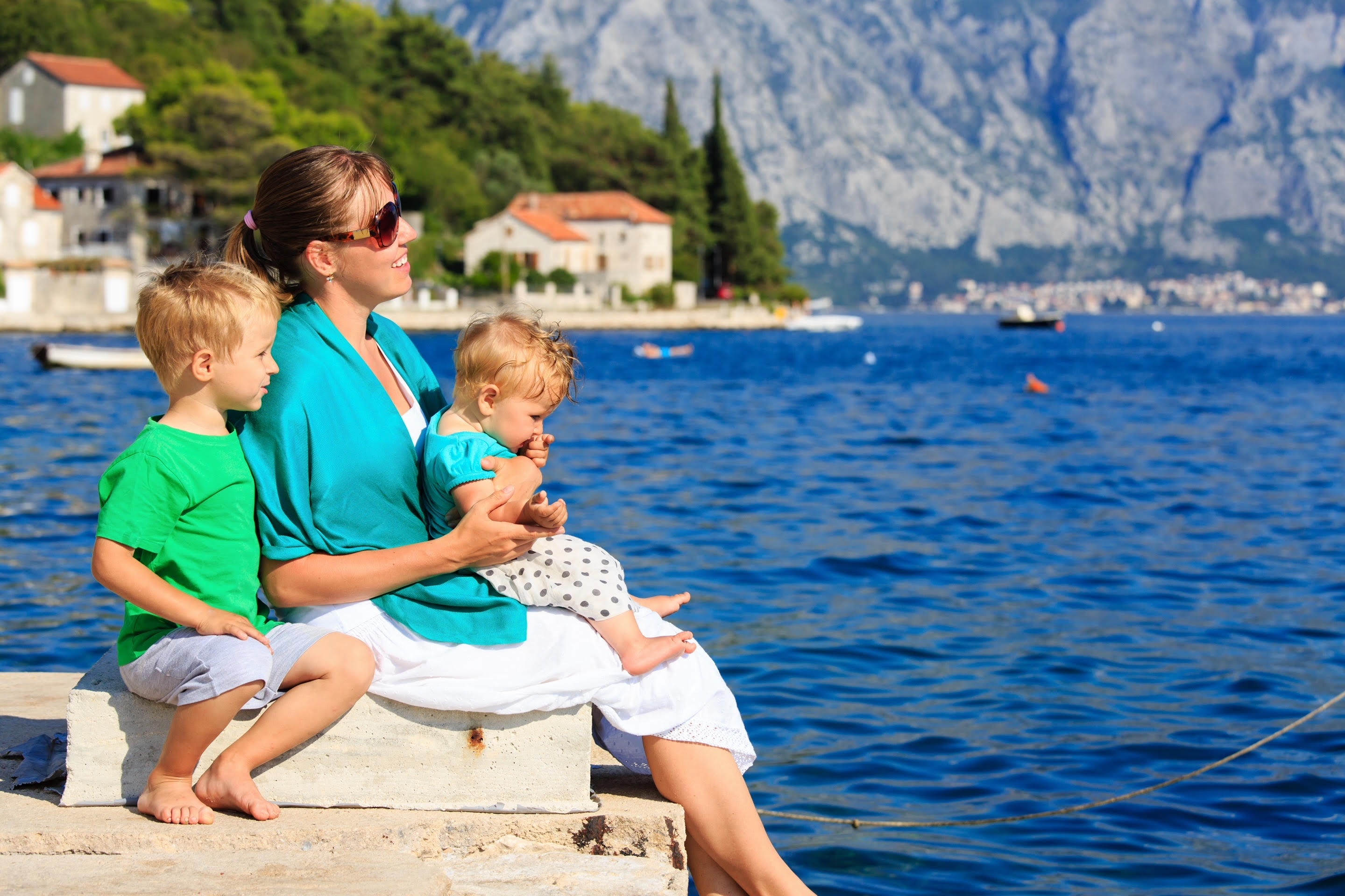 Family enjoying Montenegro's coastline