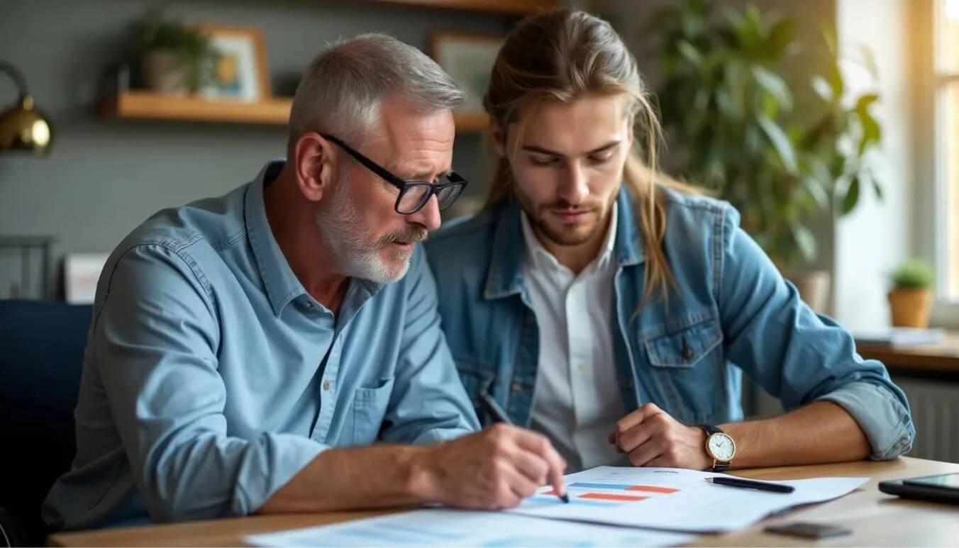 Financial adviser helping a veteran understand his compensation options using the DVA payout calculator.