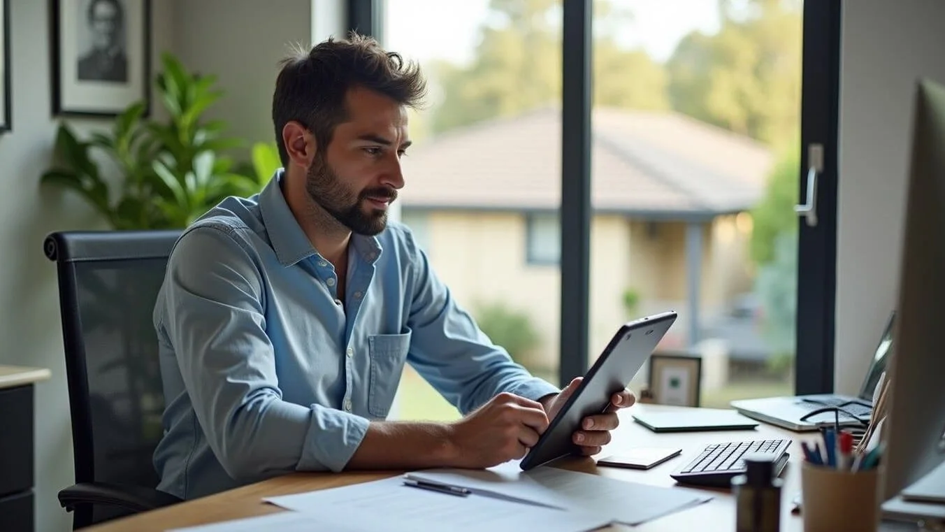 Veteran checking electricity and water concession savings in Victoria.
