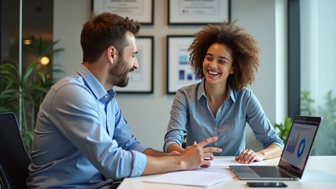 Veteran receiving professional DVA debt advice from claims specialist in Australian office.