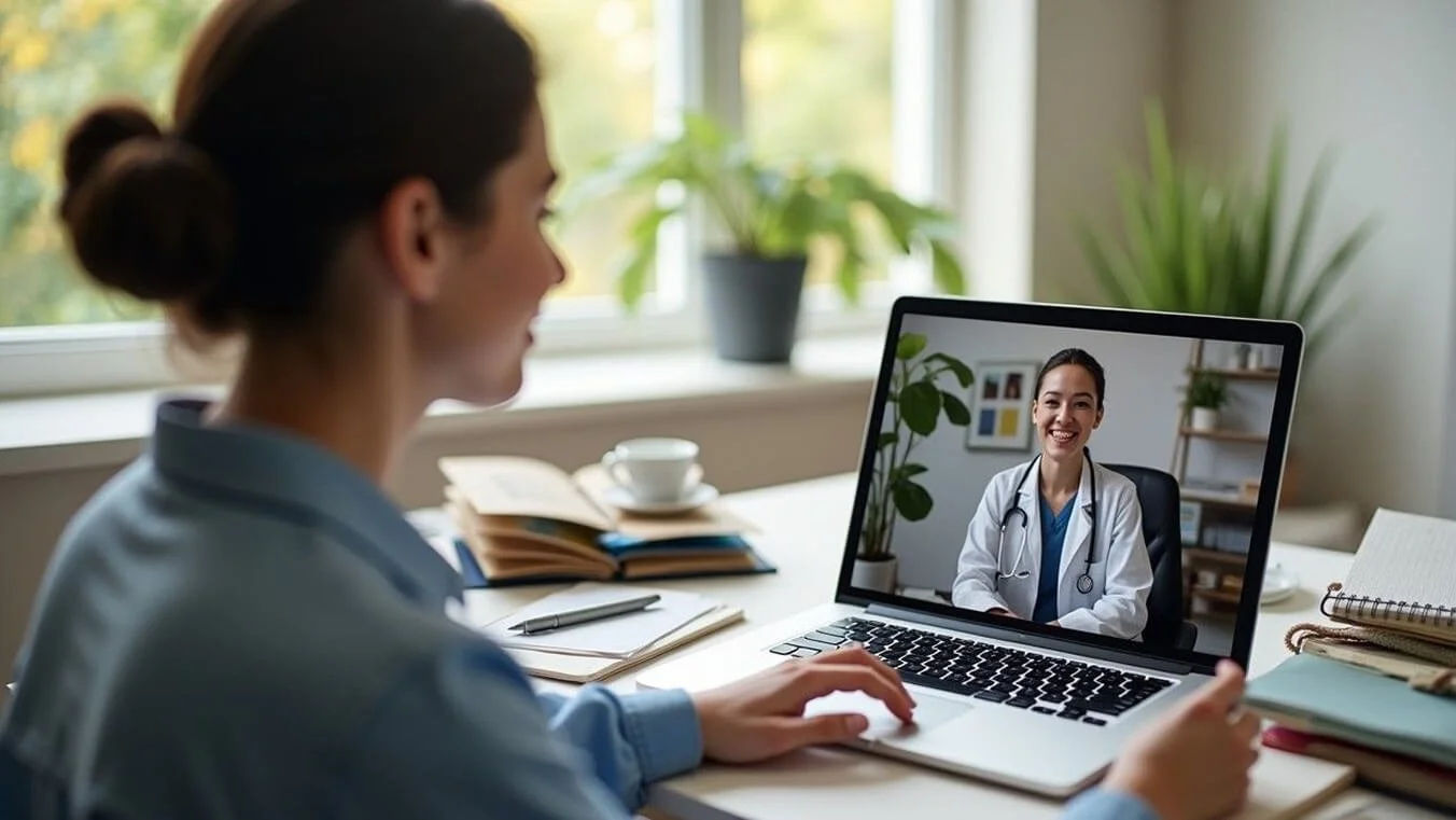 Australian veteran preparing DVA weight loss surgery documentation during a telehealth consultation.