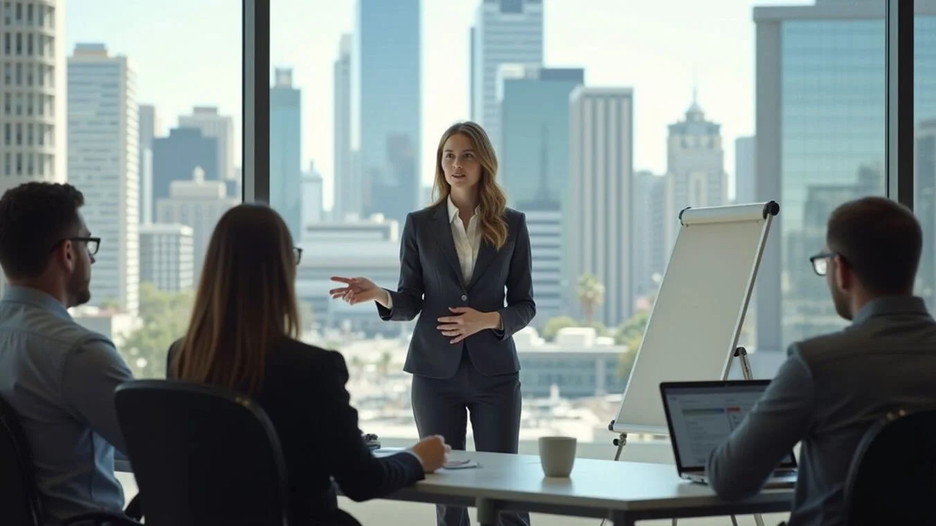 Young female veteran successfully working in an Australian civilian workplace.artwork
