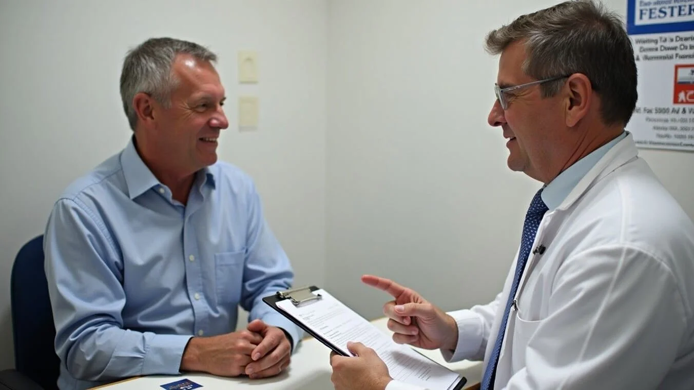 Veteran receiving a GP referral for DVA-funded allied health services including remedial massage.