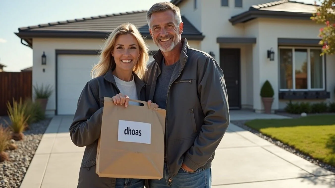 Veteran couple accessing home ownership through DHOAS and insurance benefits.