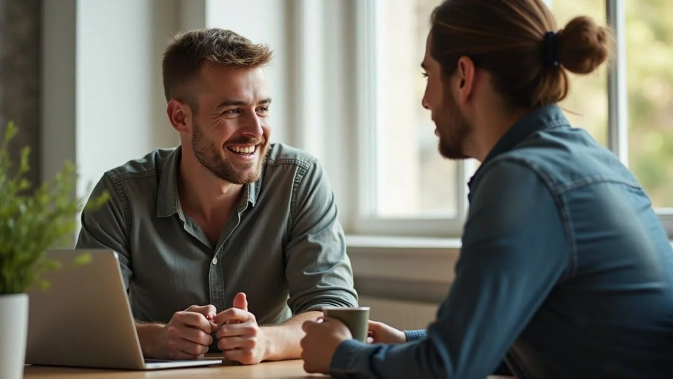 Veteran engaging in a career-focused mentoring session with a workplace mentor.