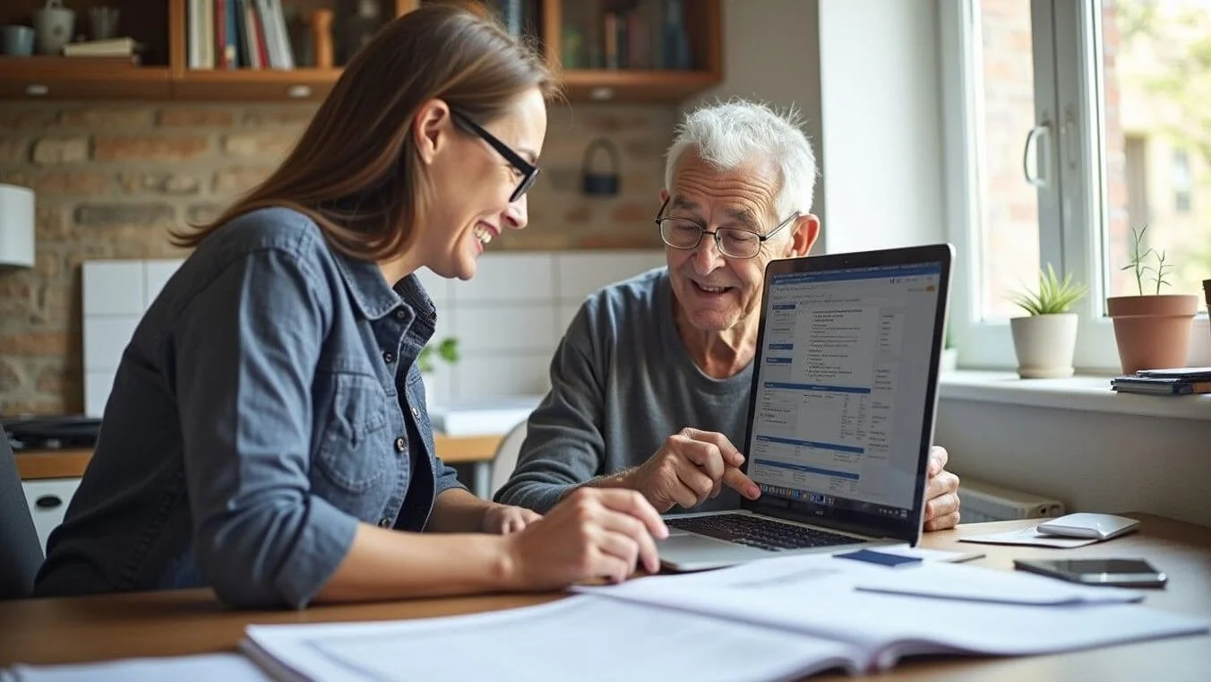 A consultant assisting a veteran with the aged care application process under the DVA Gold Card.
