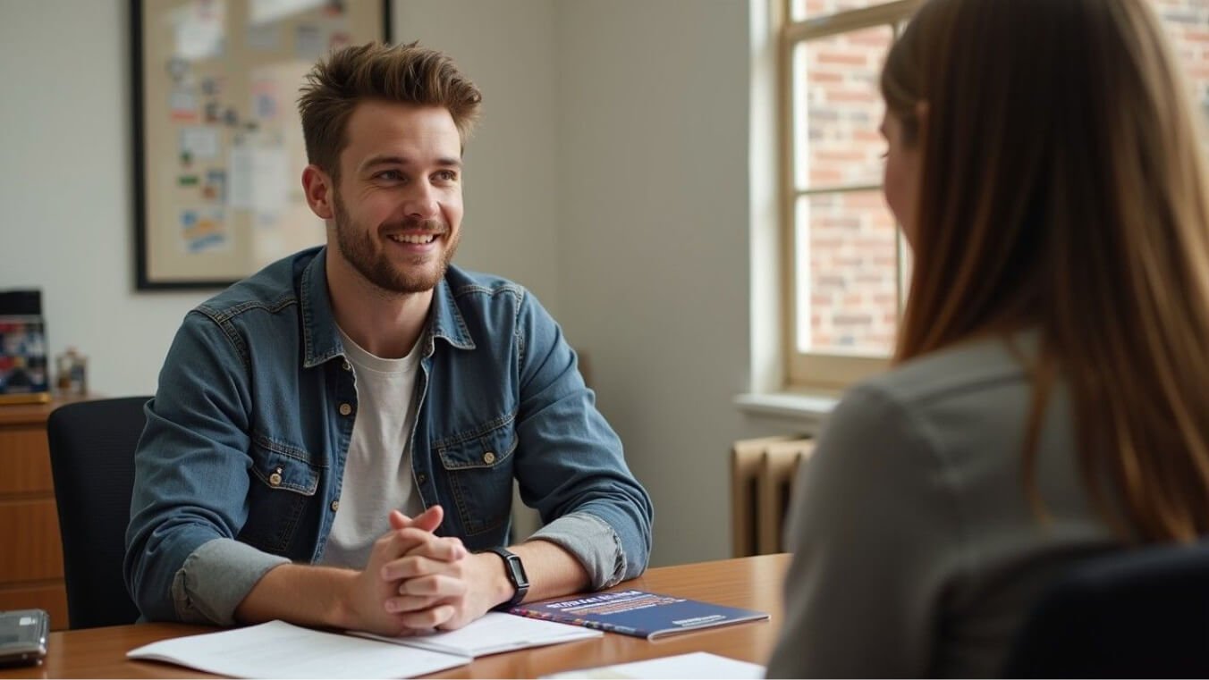 A veteran consulting with a Department of Communities representative about DVA Gold Card entitlements and the State Concession Card in Western Australia.