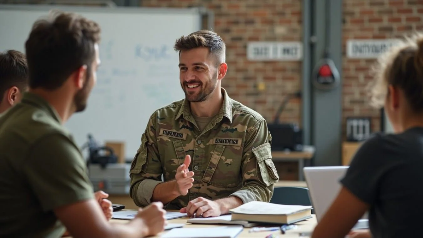 An Australian veteran participating in a vocational training session, supported by DVA education benefits.