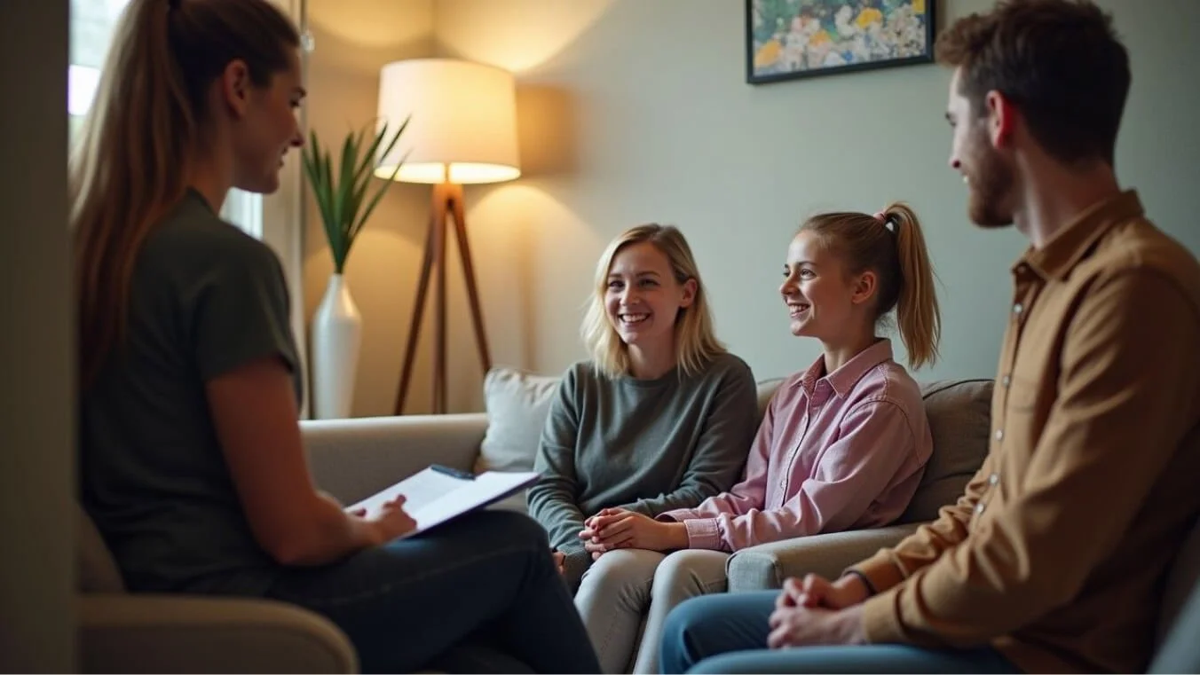 Teenage dependent engages in mental health counseling, representing DVA Gold Card support for family mental wellness.