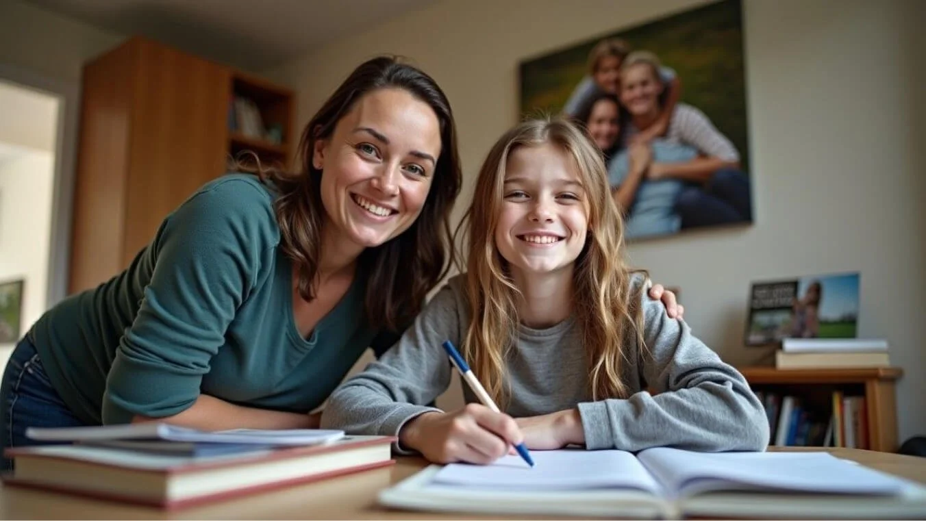 Young dependent studying at home with parental support, symbolising DVA Gold Card educational and financial assistance.