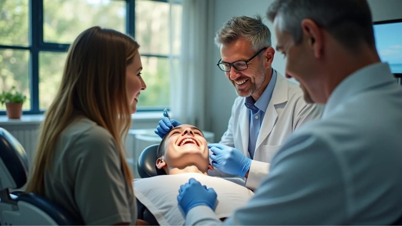Young veteran receiving a dental check-up in a modern clinic, symbolising accessible DVA Gold Card dental services.