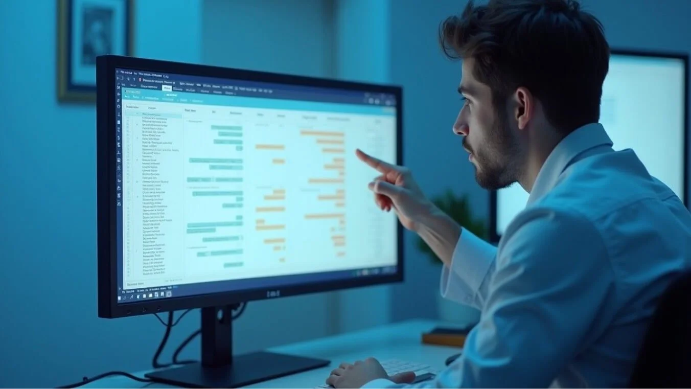 Clinician analyzing tinnitus data from the Tinnitus Functional Index (TFI) results.