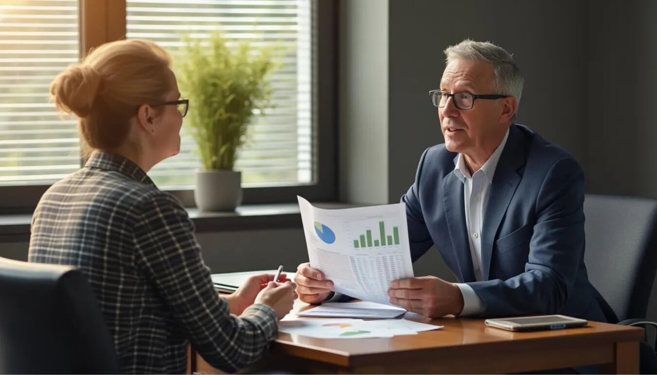 Veteran consulting a financial specialist for guidance on SRDP DVA benefits.