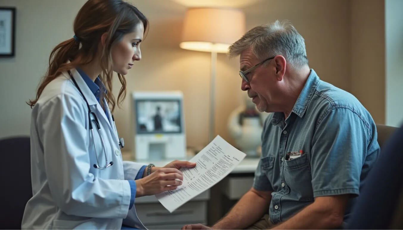 Veteran undergoing a medical assessment as part of the SRDP eligibility process.