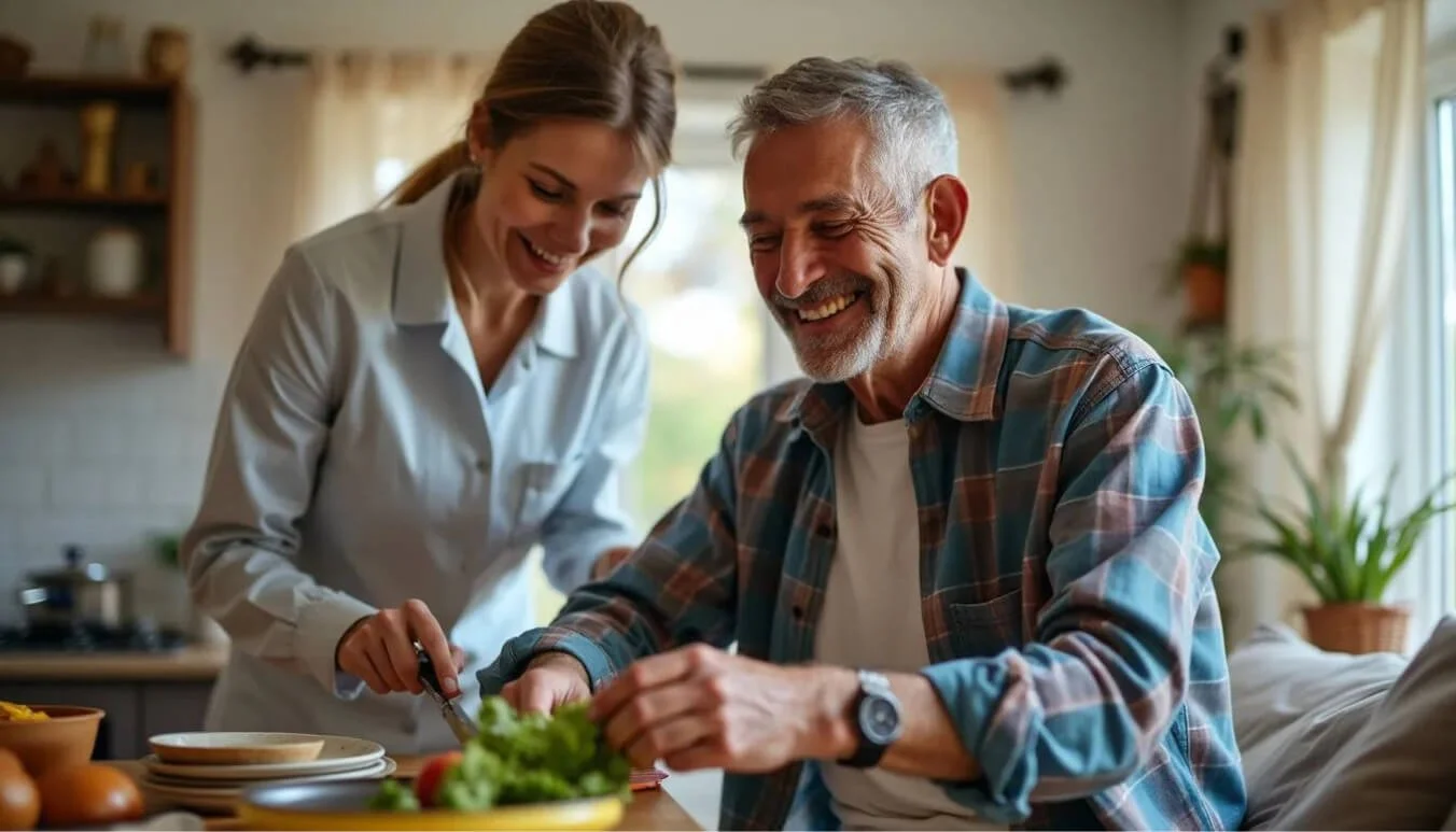 Veteran receiving home care services to maintain independent living with the support of a home care provider.