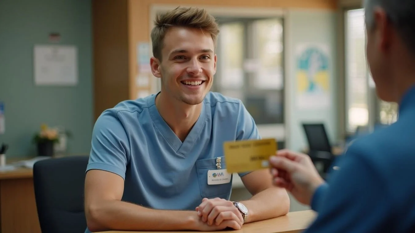 A veteran using a DVA Gold Card at an Australian GP clinic.