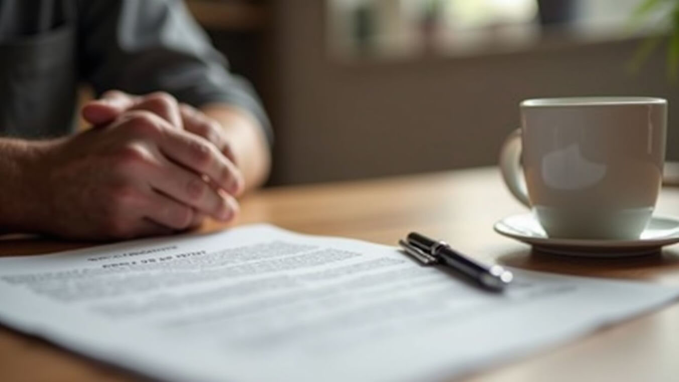 Veteran reviewing documents before a DVA medical advisor.