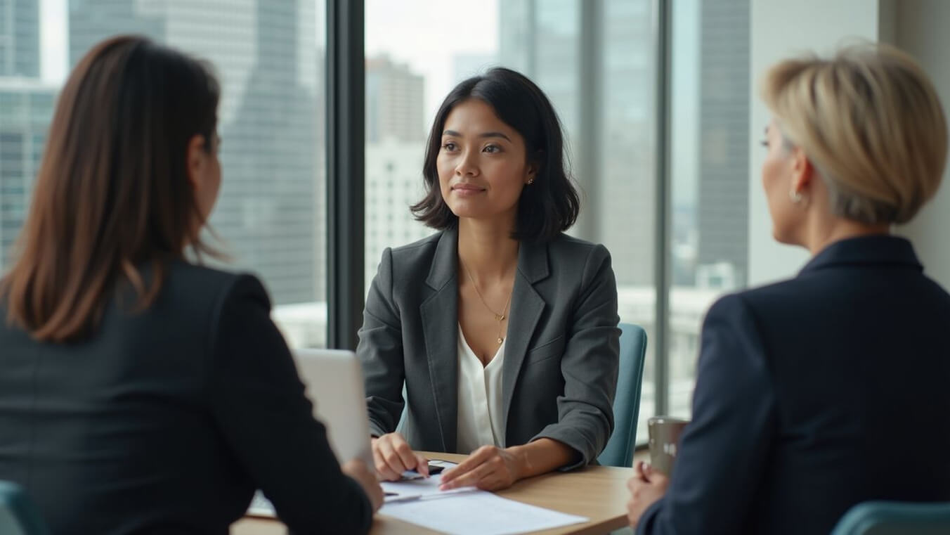 Female Australian veteran speaking with a legal aid consultant about her DVA claim options.