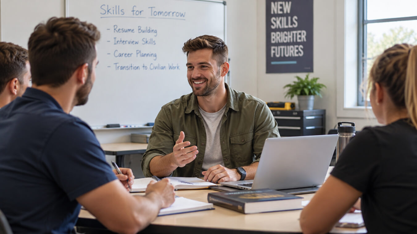Australian veteran participating in vocational training focused on career planning and transition to civilian employment.