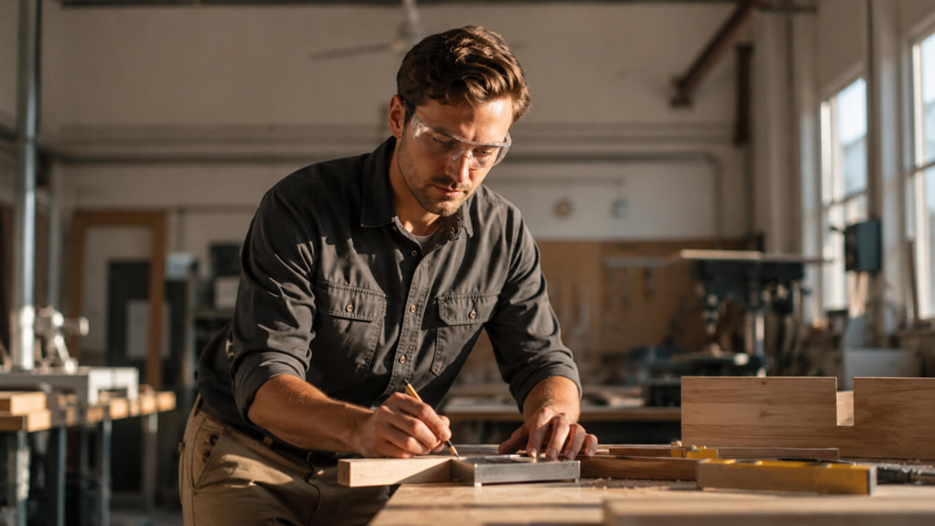 Young Australian veteran in civilian workwear during apprenticeship trade training.