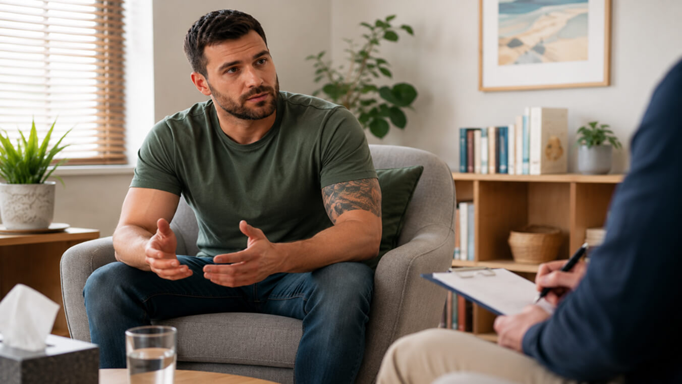 Veteran accessing mental health support for chronic pain.