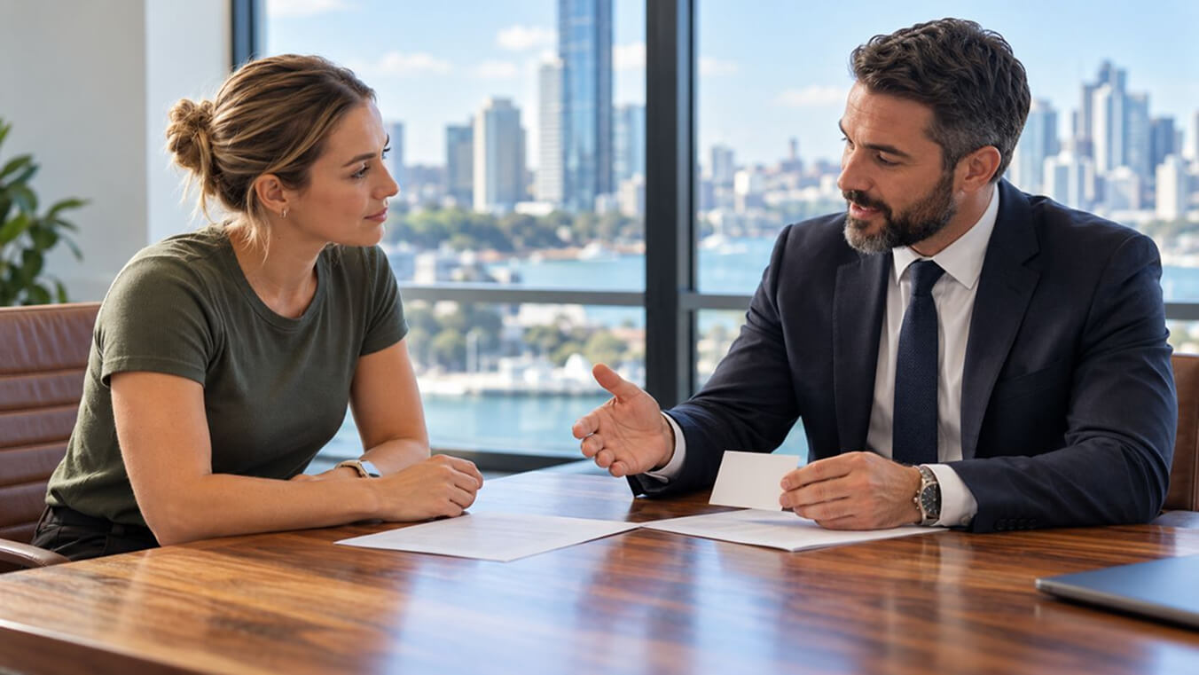 Young Australian veteran discussing how a DVA Veteran File Number is structured with a professional adviser.