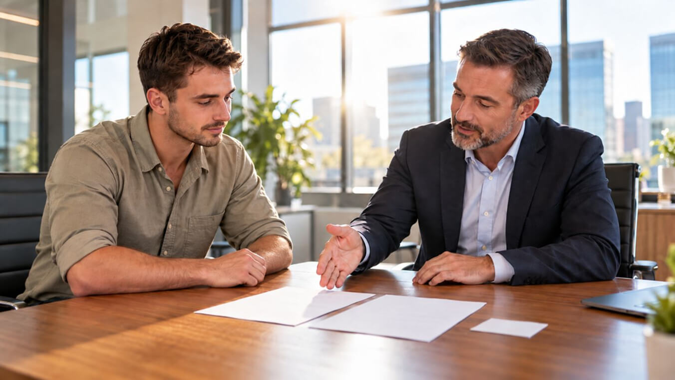 Young Australian veteran speaking with a claims adviser about identifying the correct DVA reference number.