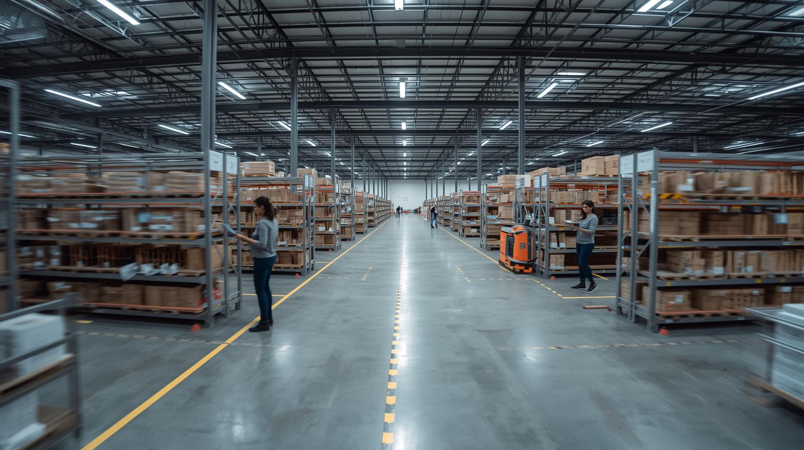 Warehouse efficiency busy warehouse people working