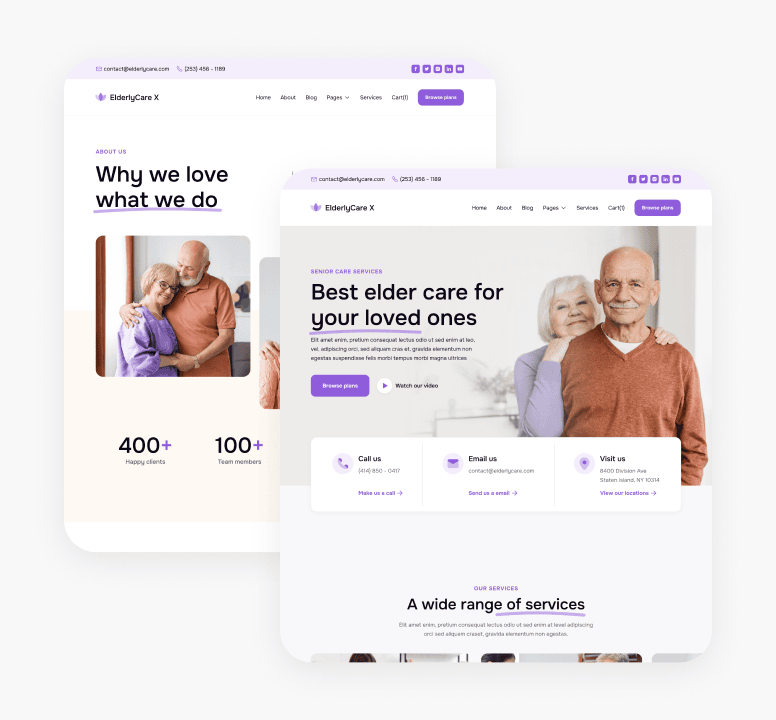 ElderlyCare X - 18 Pages Included - Elderly Care Webflow Template