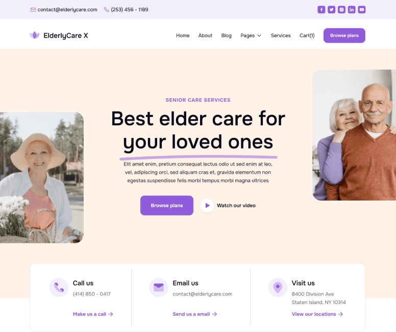 ElderlyCare X - Home V3 Main Page - Elderly Care Webflow Template