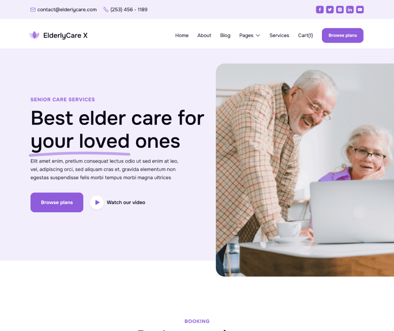 ElderlyCare X - Home V2 Main Page - Elderly Care Webflow Template