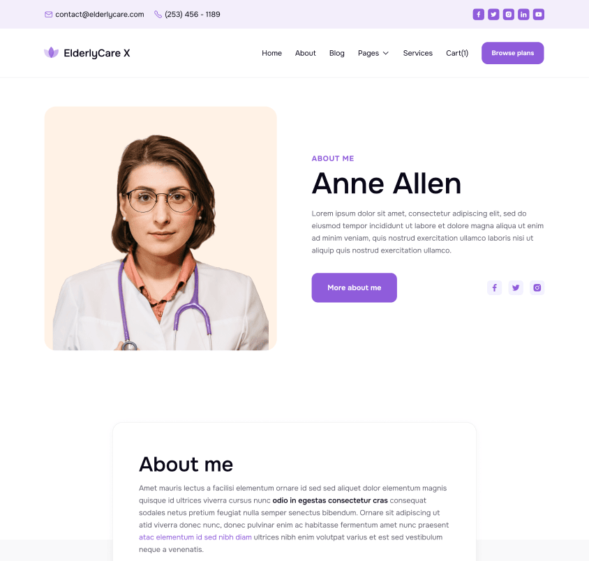 ElderlyCare X - Team Member Page - Elderly Care Webflow Template