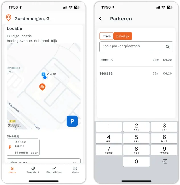 Automatisch parkeren in de Cartracker-app