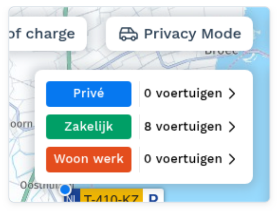 Live map: Snelfilters: foutmeldingen, laadstatus en privacy (screenshot uit de handleiding, pagina 10)