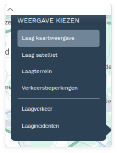 Live map: Kaartlagen: satelliet, verkeer en meer (screenshot uit de handleiding, pagina 9)
