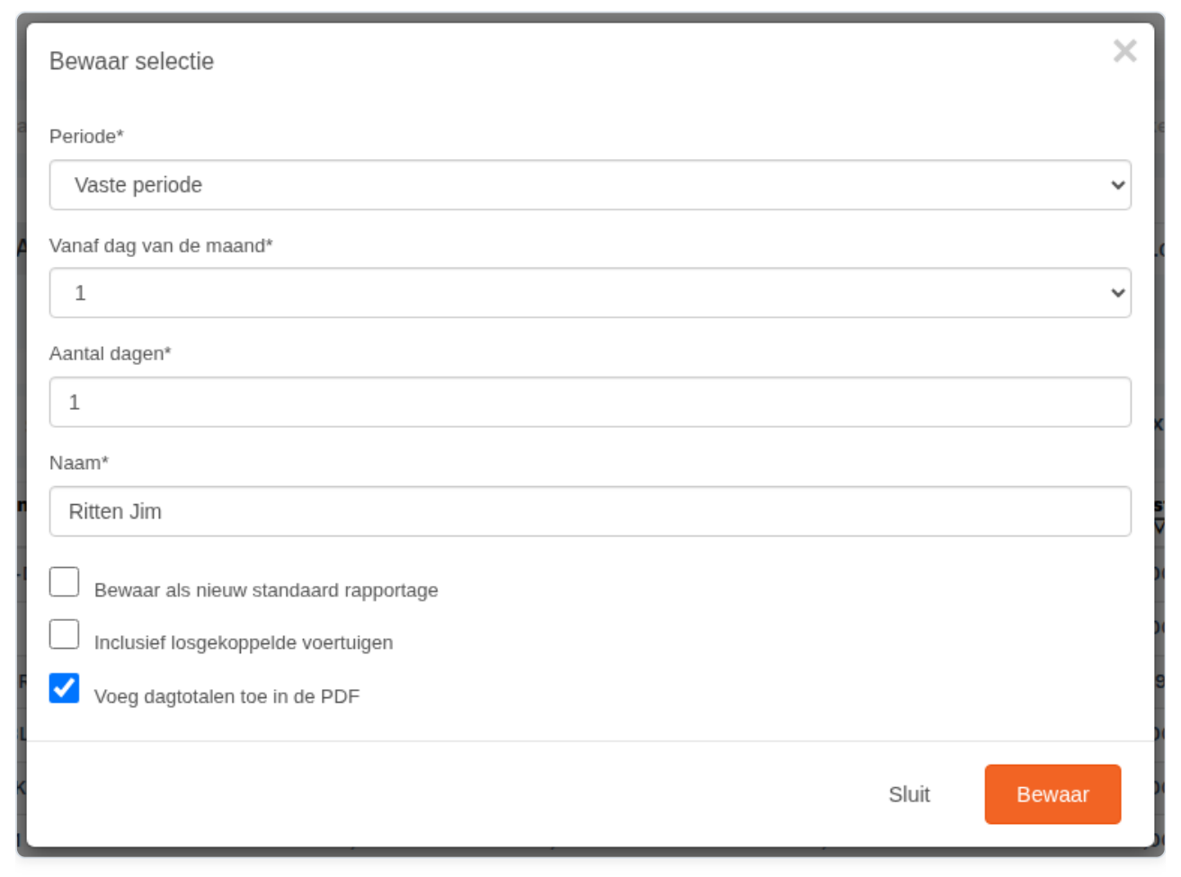 Rapportages: Een eigen rapportage bewaren (screenshot uit de handleiding, pagina 71)