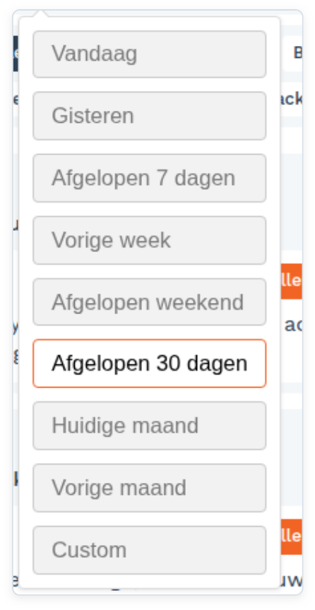 Meldingen: Filteren op periode (screenshot uit de handleiding, pagina 79)