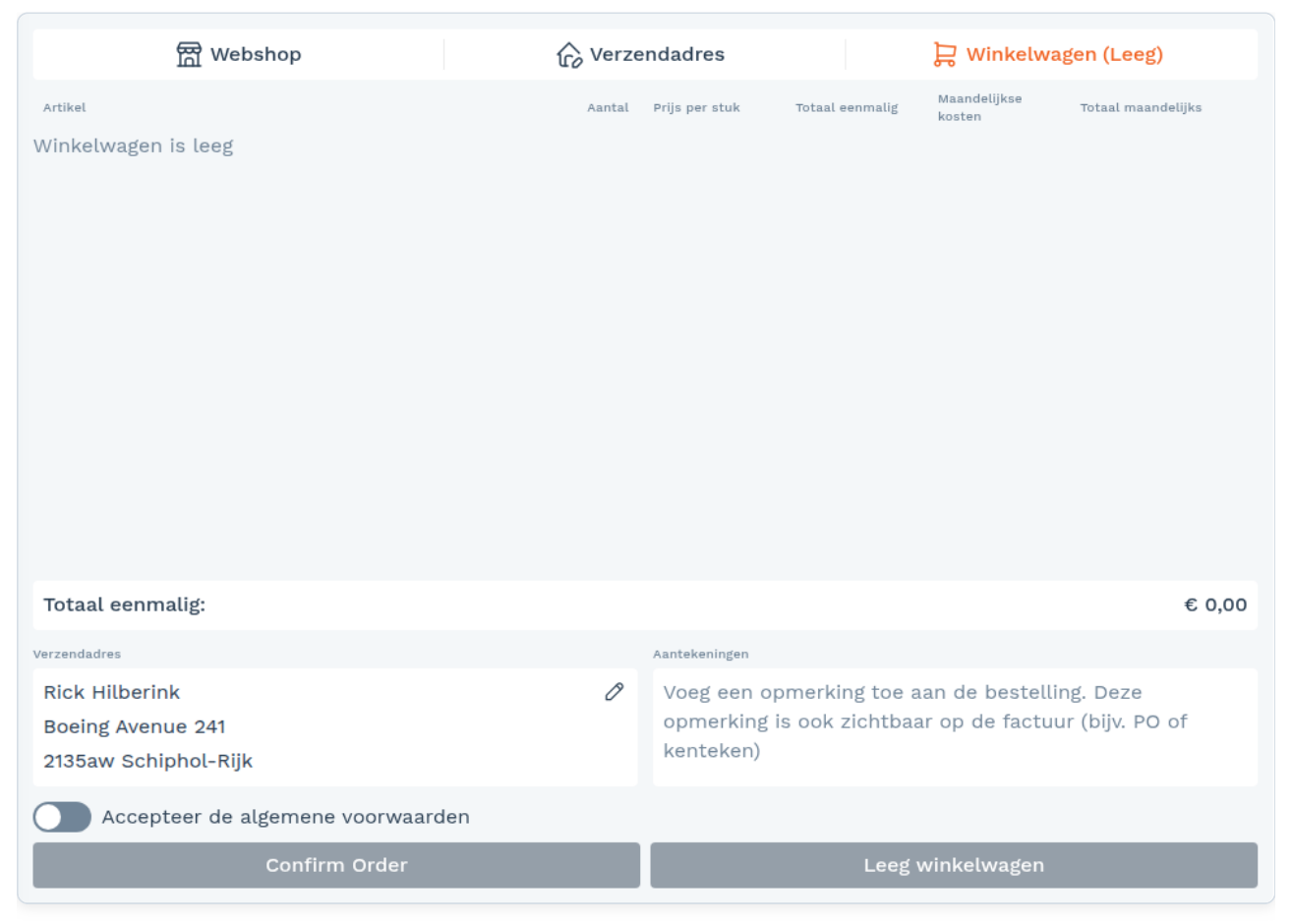Mijn omgeving: Webshop (screenshot uit de handleiding, pagina 150)