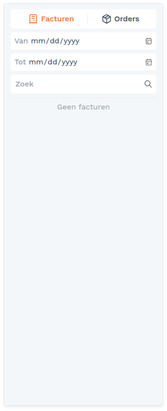 Mijn omgeving: Facturen en orders (screenshot uit de handleiding, pagina 155)