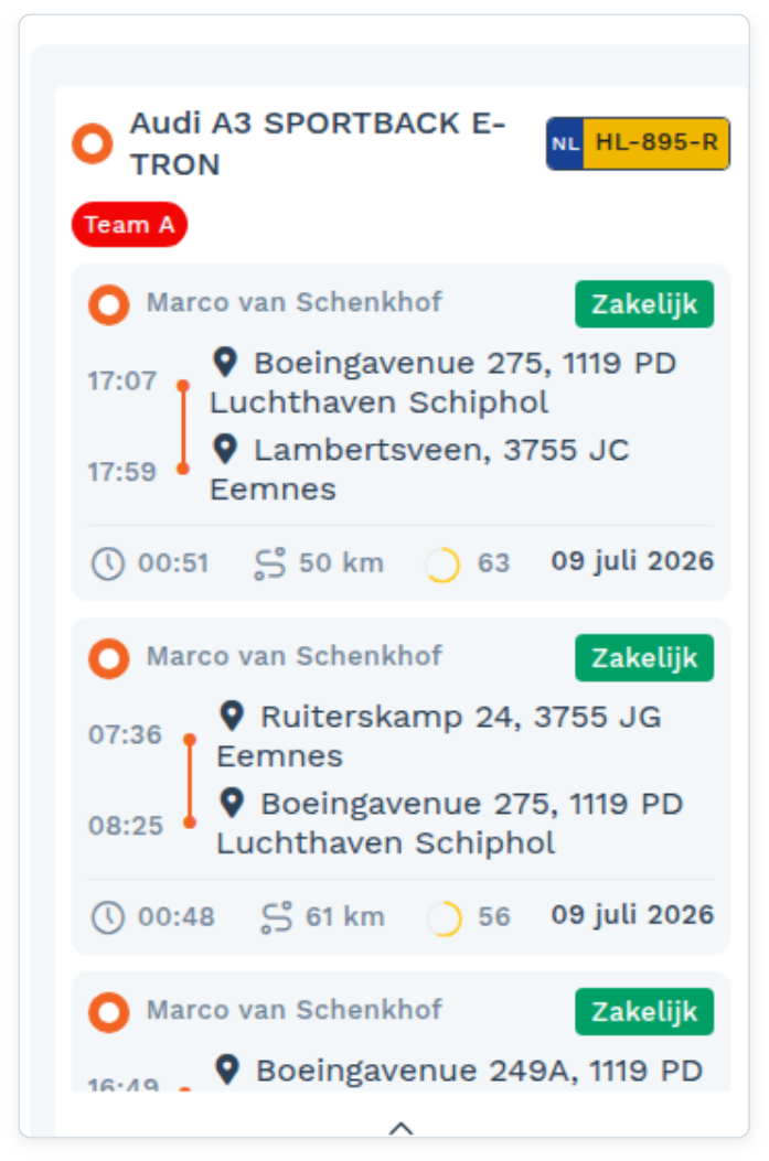 Locations (rijlocaties): Stap 3 — Kies ritten (screenshot uit de handleiding, pagina 105)