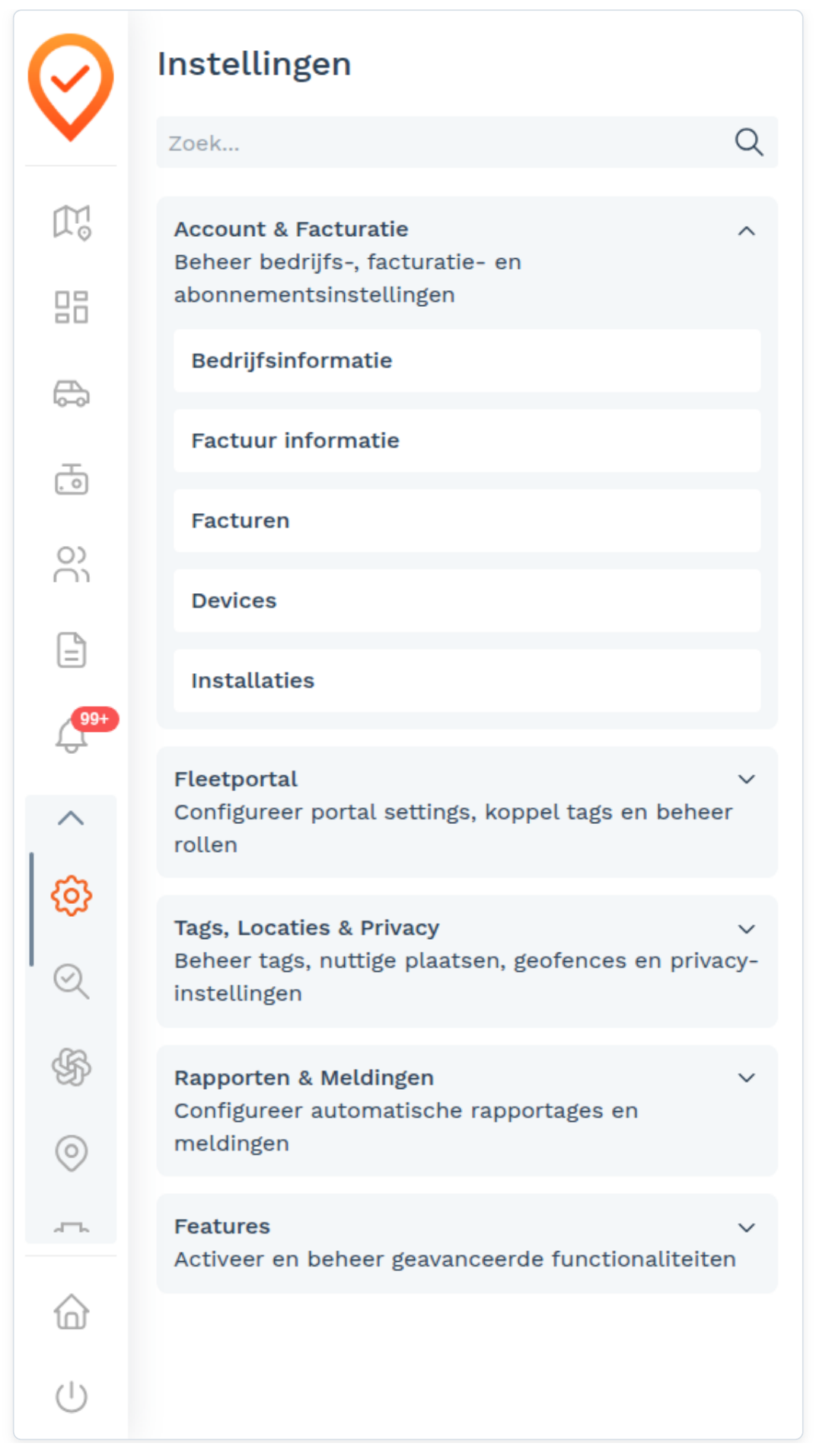 Instellingen: Starten met Instellingen (screenshot uit de handleiding, pagina 128)